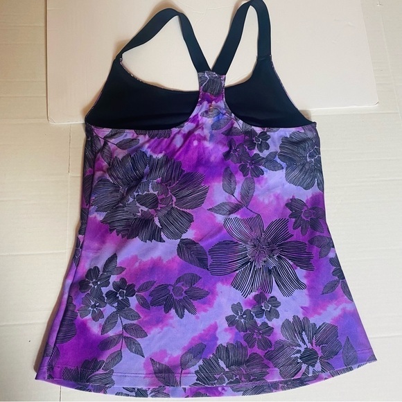 NEW BALANCE Tie Dye Purple Floral Print Tank Top Size: S - Picture 2 of 7